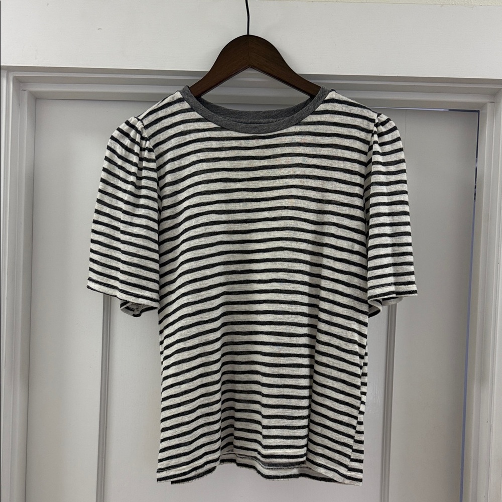 Velvet by Graham & Spencer Grey and White Striped Tee
